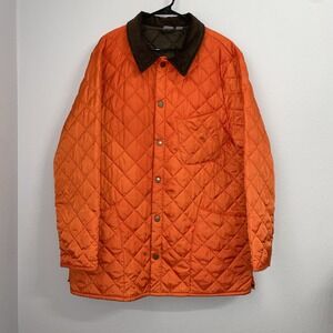 JCP Barn Jacket‎ Mens XL Orange Quilted Coat Corduroy Collar Workwear Utility